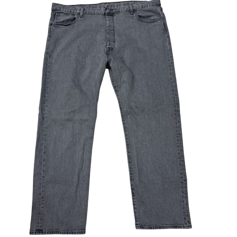 Levis 501 Jeans Mens 44x32 (42x31) Gray Original Fit Button Fly Stretch Casual
